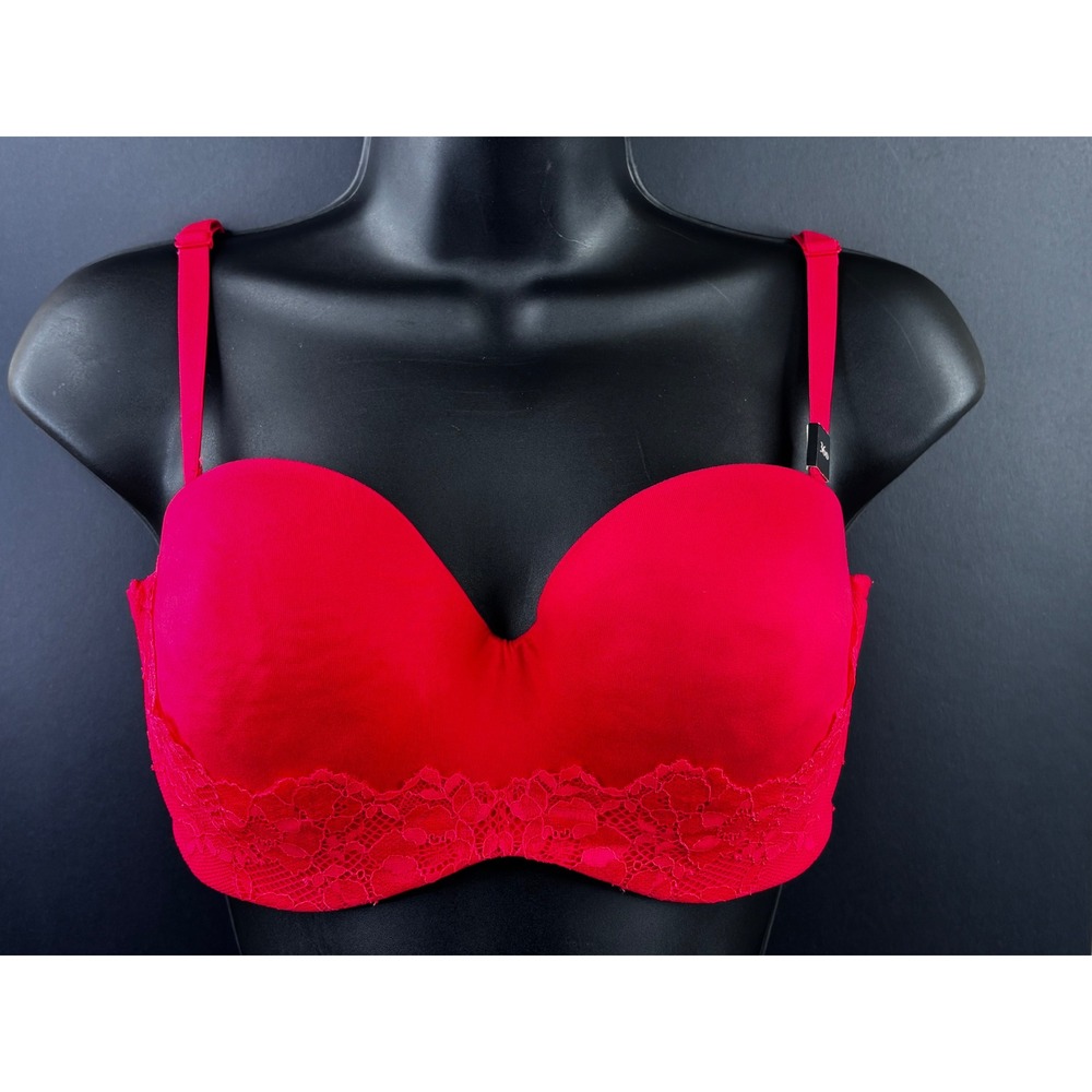 Victorias Secret Body by Victoria Lined Strapless Bra Red 36D NEW